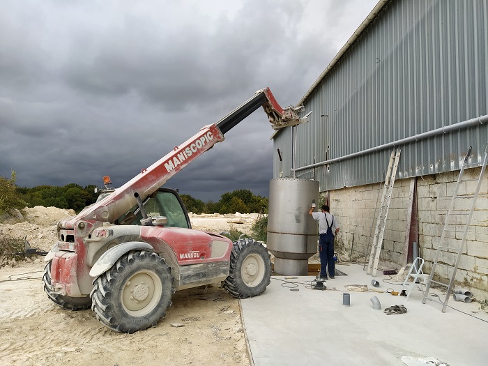 Pose d'un puits collecteur d'un silo décanteur