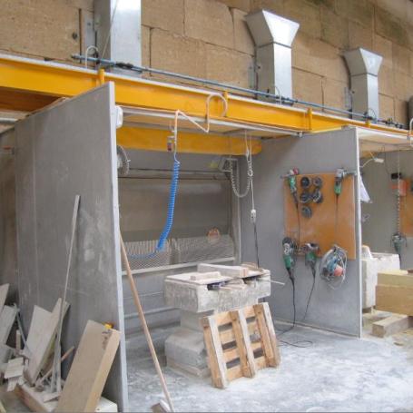 Cabine de dépoussierage taille de pierre marbrerie