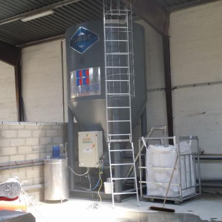 Silo décanteur et deshydratation par sac - traitement des boues de pierre, marbre, granit et céramique