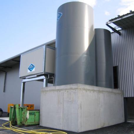 Silo décanteur à flux gravitaire et filtre presse - traitement des boues de pierre, mabre, granit et céramique